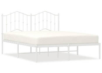 Łóżko Metalowe Białe Rama Łóżka Ze Stelażem Biała 135x190 cm WM-373837