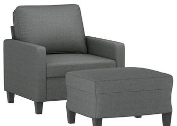 Fotel z podnóżkiem ciemnoszary 60 cm obity tkaniną WM-3201030