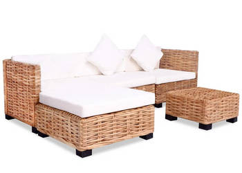 Zestaw wypoczynkowy 14 elementów naturalny rattan WM-244626