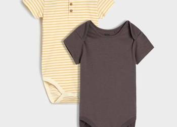 Body niemowlęce Sinsay 56 bawełna komplet 2 pack paski henley czarne