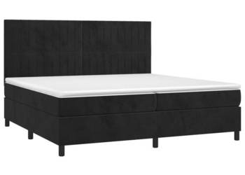 Łóżko z Materacem Kontynentalne Czarne Aksamit LED 200x200cm WM-3136265