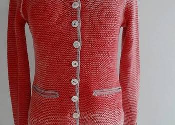 Sweter Kardigan Kaszmirowy 100% Kaszmir Koralowy Cieniowany Niemiecka Marka