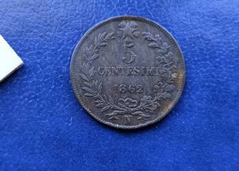 Stare monety 5 centesimi 1862 Włochy