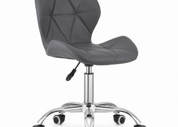 Krzesło obrotowe biurowe z szerokim oparciem eco-skóra chrom szare