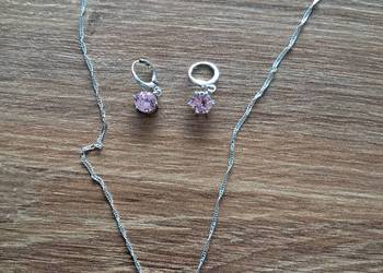 nowa srebrna biżuteria próby 925, kolczyki dł 2,5 cm łańcuszek dł 45 cm. br