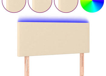 Zagłówek do łóżka z LED kremowy 80x5x78/88 cm tkanina WM-3121311