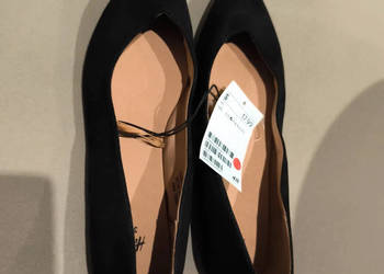 Balerinki Damskie Czarne H&M 37 Czarne Welur Nowe w Szpic