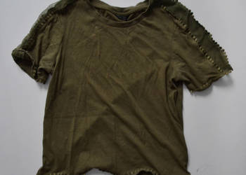 krótka bluzka z siateczką crop top khaki