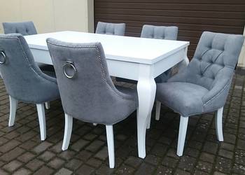 Tapicerowane krzesło pikowane z kołatką glamour chesterfield