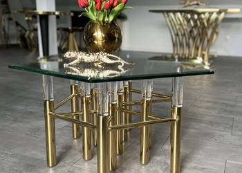 Stolik kawowy złoty/ ława Amaretto Premium 90x90x45