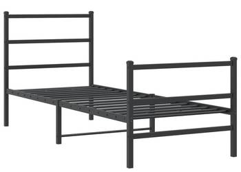 vidaXL Metalowa rama łóżka z wezgłowiem i zanóżkiem, czarna(SKU:355373)