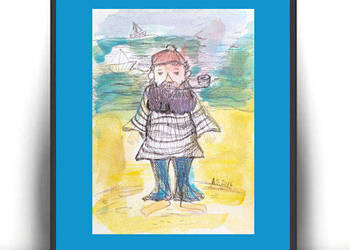pirat rysunek A4, marynarz obrazek 21x30, marine dekoracja