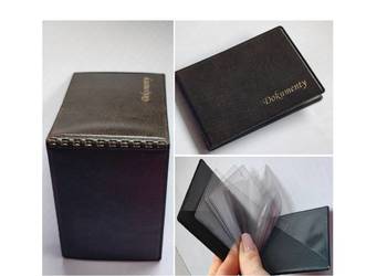 małe kieszonkowe skórzane etui na dokumenty i karty okładka