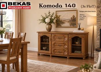 Klasyczna Komoda RTv 140` (3S-FloT) Dąb Bekas Producent Mebli