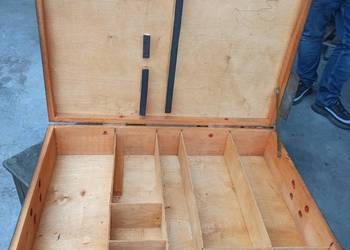 Skrzynia drewniana zielona z przegrodami 81 x61,5x21 cm