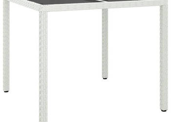 Stół ogrodowy 90x90x75 cm szkło i rattan PE biały WM-316702