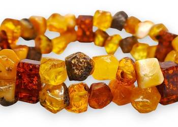 Bransoletka z bursztynu, BURSZTYN bałtycki ciosany, podwójna #880