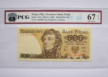 Polska. 500 zł. 1982 r. Seria; EA. - PCG 67 EPQ. MAX NOTA. Przepiękny !
