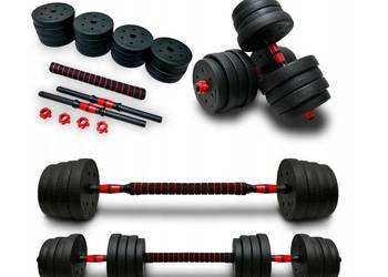 Hantle bitumiczne 2x20 kg z łącznikiem zestaw talerzy 40kg gryf sztanga