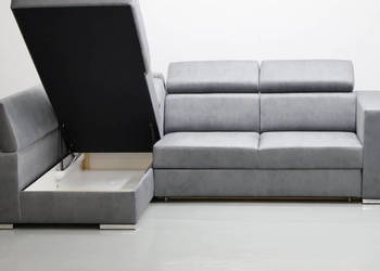 THr Narożnik funkcja spania pojemnik regulowane zagłówki szara tkania zetta