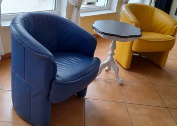 Fotele skóra naturalna, do pokoju, biura, żółty i granatowy