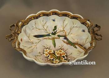 Patera z ptakami porcelana w brązie