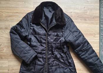 Cudna czarna kurtka z futerkiem jesienna przejściowa 38 Madonna