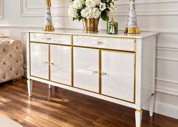 Komoda glamour ELEGANCE z dekorami, styl hamptons nowojorski