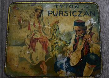 Przedwojenna puszka na tytoń - Pursiczan , Polski Monopol Tytoniowy .