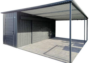 Schowek - domek ogrodowy 1,7x5 + wiata 3,3m - 2x drzwi TS1241