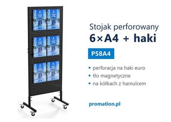 Mobilny stojak perforowany 6xA4 P58A4 – hybryda ulotek haków magnesów