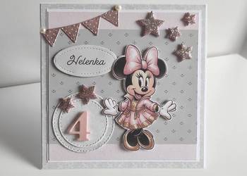 Kartka ręcznie robiona na urodziny Myszka Minnie handmade Kartka ręcznie robiona na urodziny Myszka Minnie handmade