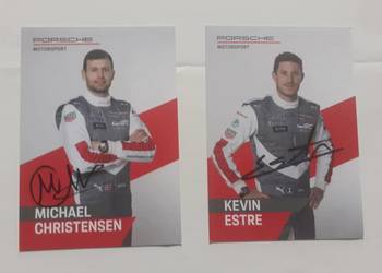 Dwie karty Porsche Motorsport-autografy