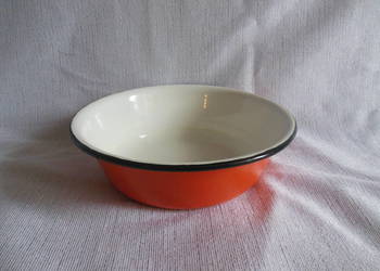 Miska emaliowana pomarańczowa PRL Miska emaliowana pomarańczowa PRL