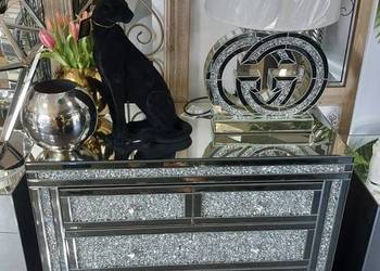 Komoda lustrzana z kryształkami glamour z szufladami lustro