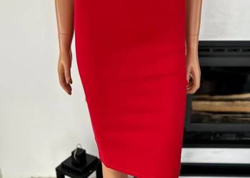 Spódnica ołówkowa czerwona elastyczna midi dopasowana Saddle 36 S