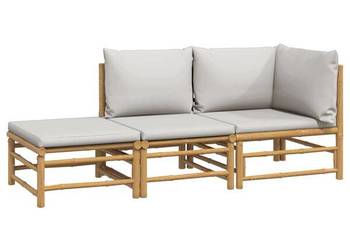 vidaXL 3-cz. zestaw mebli do ogrodu, jasnoszare poduszki(SKU:3155108)