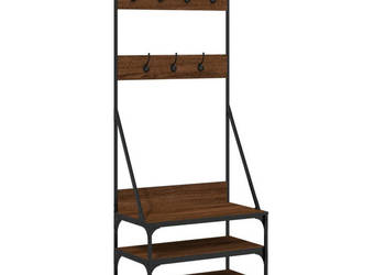 Wieszak na ubrania z miejscem na buty brązowy dąb 70x40x184 cm WM-837846