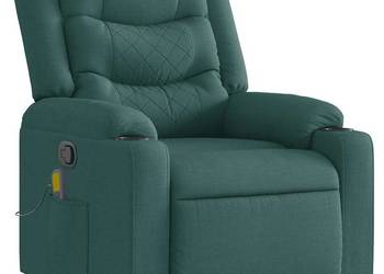 vidaXL Rozkładany fotel masujący, ciemnozielony, obity tkaniną(SKU:4019932)