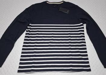 Bluzka, koszulka, długi rękaw, Reserved, XXL, granatowa, białe pasy (Odzież