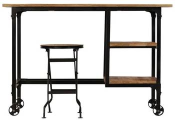 vidaXL Biurko ze składanym taboretem, lite drewno mango(SKU:245261)