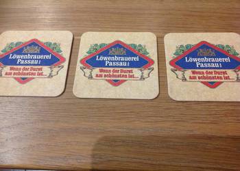 Stara Podkładka pod Piwo Löwenbrauerei Passau AG Dwustronna - 3 szt