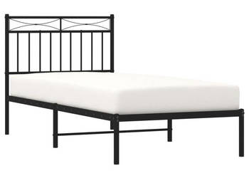 Łóżko Metalowe Czarne Rama Łóżka Ze Stelażem 90x190 cm WM-373683