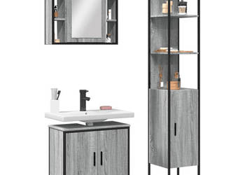 3-częściowy zestaw szafek łazienkowych szary dąb sonoma WM-3214743