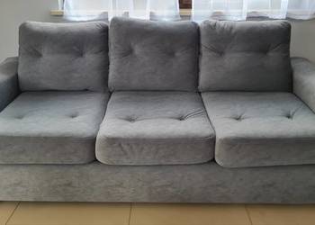Szara kanapa 3-osobowa z funkcją spania + fotel