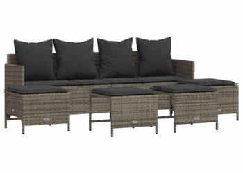 5-cz. zestaw wypoczynkowy do ogrodu poduszki szary rattan PE WM-3261559