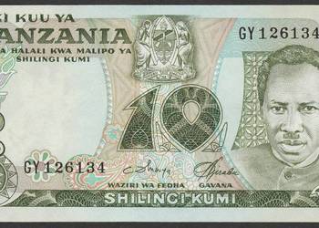TANZANIA 10 SHILLING 1978 - NYERERE - STAN BANKOWY UNC