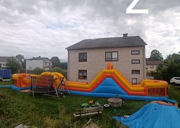 Bardzo duży Dmuchaniec 50m 4 zjeżdżalnie tor przeszkód