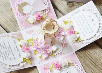 Kartka exploding box na Chrzest Święty ręcznie robiona Kartka exploding box na Chrzest Święty ręcznie robiona