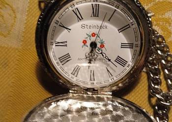 Piękny zegarek STEINBOCK - Swiss made, VINTAGE- z klapką, na łancuszku